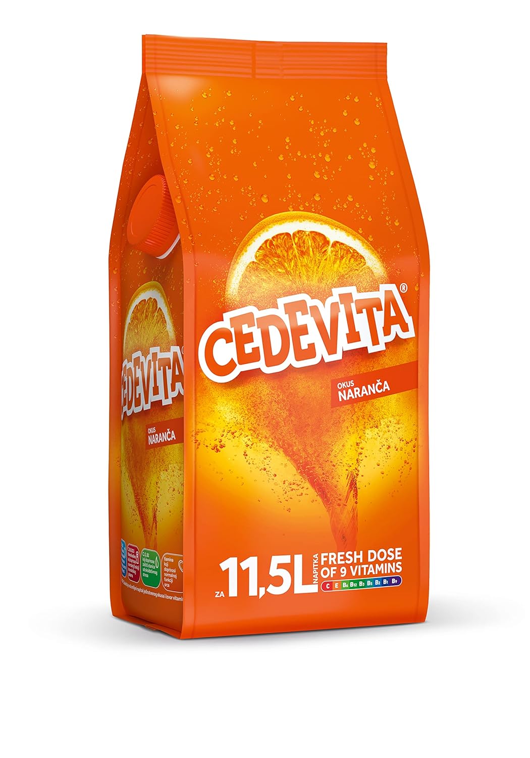 Cedevita Orange – 9-Vitamin Effervescent Drink Powder – Alcohol-Free – Makes 11.5 Liters of juice
