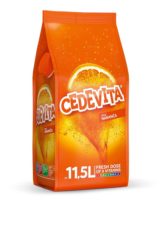 Cedevita Orange – 9-Vitamin Effervescent Drink Powder – Alcohol-Free – Makes 11.5 Liters of juice
